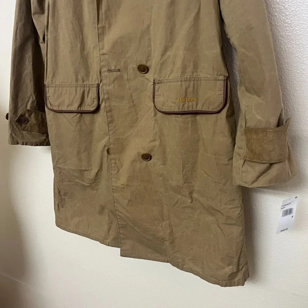 Barbour Re Eng HAYDON Cotton Camel Sand Brown Trench Coat Belted Classic US8